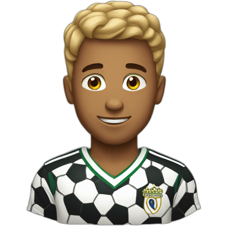 young man with short hair goofy soccer player emoji