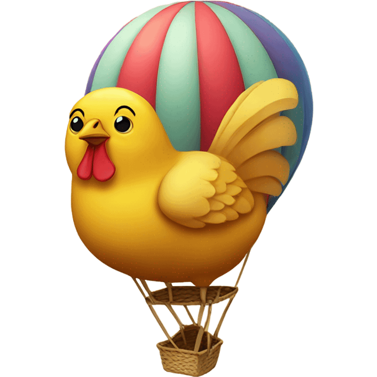 chicken whit shoes in a hot air balloon emoji