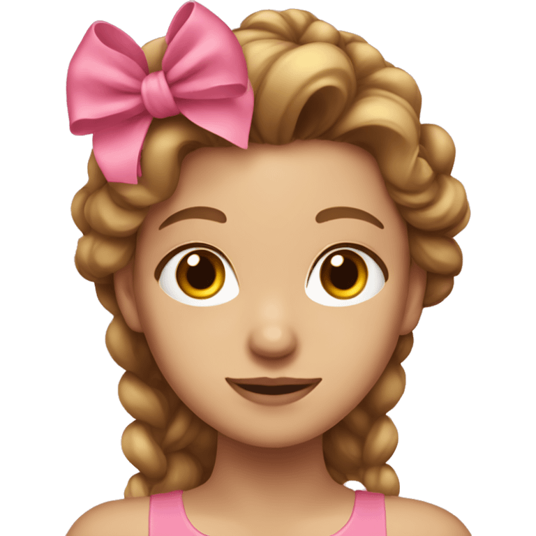 light brown haired girl with a pink bow in her hair emoji