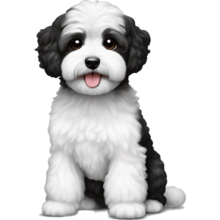 Black and white maltipoo emoji