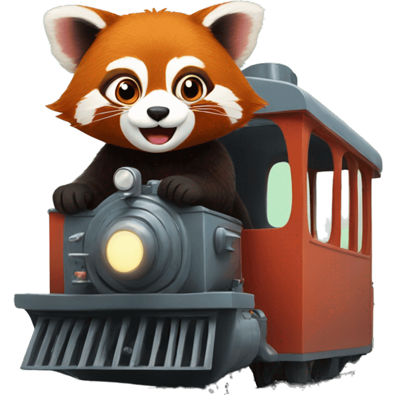 red panda driving a train emoji