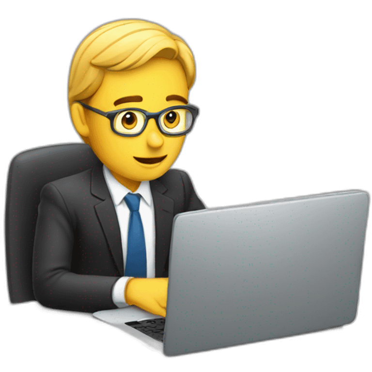 Business man watching his laptop emoji