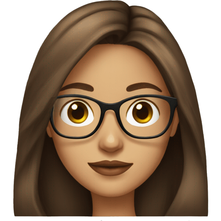 young woman brown long hair with big square glasses  emoji