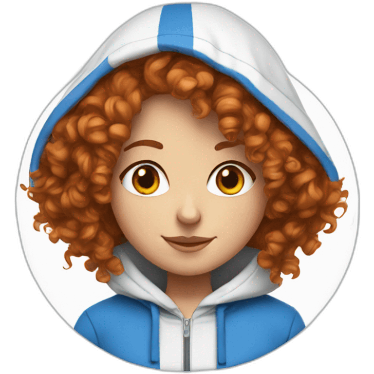 Israeli curly redhead girl in blue and white hoodie emoji