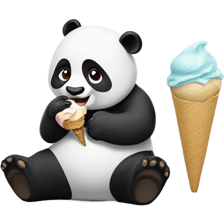 Panda eating ice cream emoji