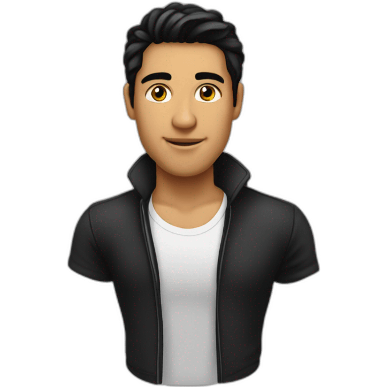 hombre, joven, moreno, cabello mediano, color negro emoji