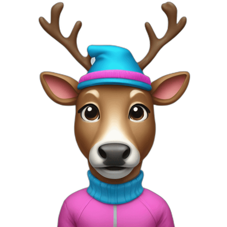 humanoid-reindeer-with-blue-nose-pink-hat emoji