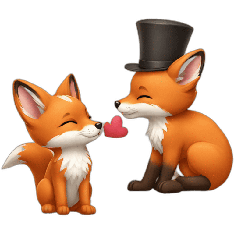 fox with hat kiss bunny emoji