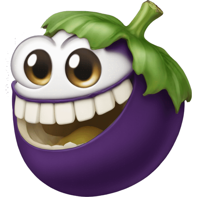 Face eating an eggplant emoji