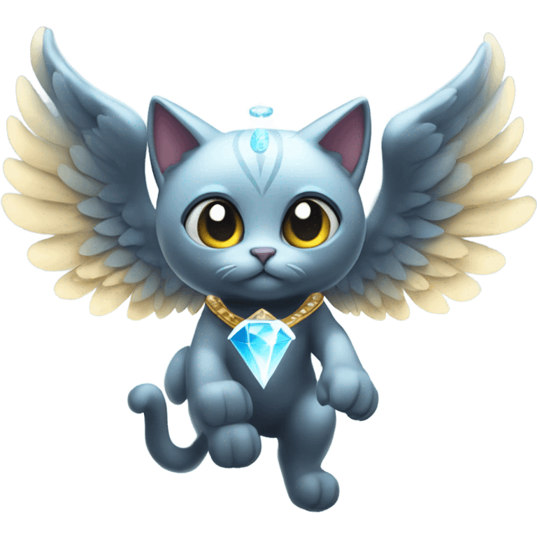 4dDiamond Omni-Cat God with wings and a ring around its body  emoji