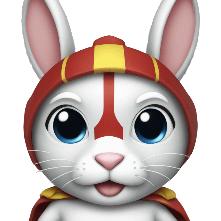 Rabbit dressed as funny super hero emoji