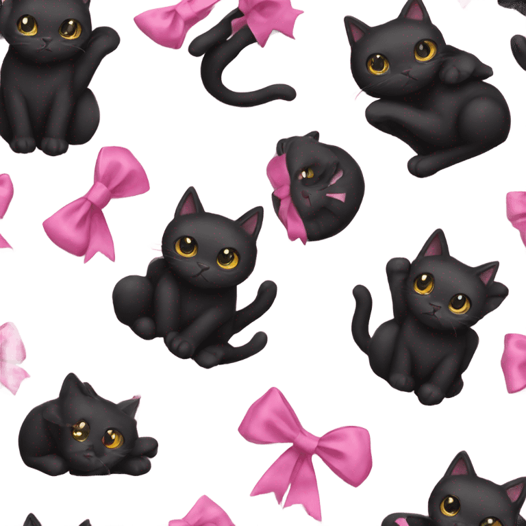 black cat with pink bow  emoji