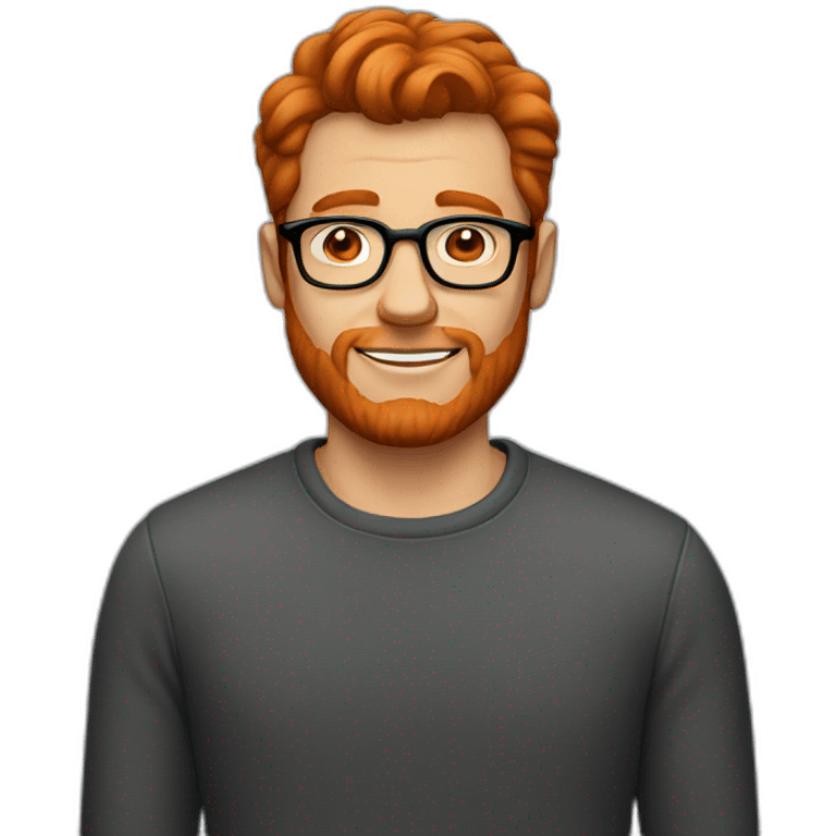 Red haired man with glasses and no beard emoji