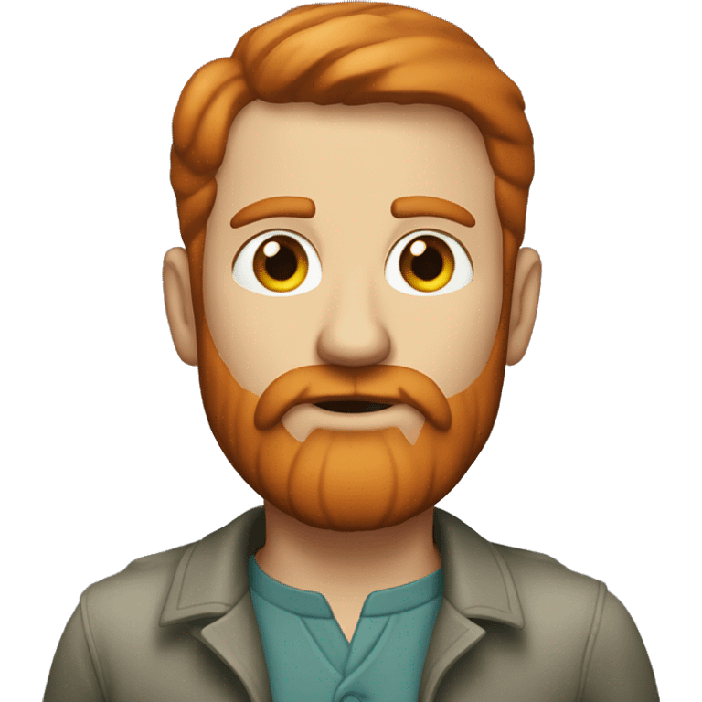 Serious man with short red hair, well-defined trimmed beard, sharp gray-green eyes emoji