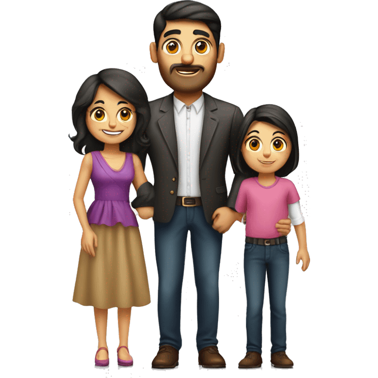 emoji Armenian family with young fancy  mom, young fancy bold  dad, kid girl emoji