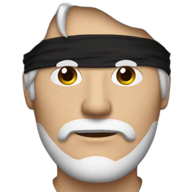 white haired man with a black blindfold emoji