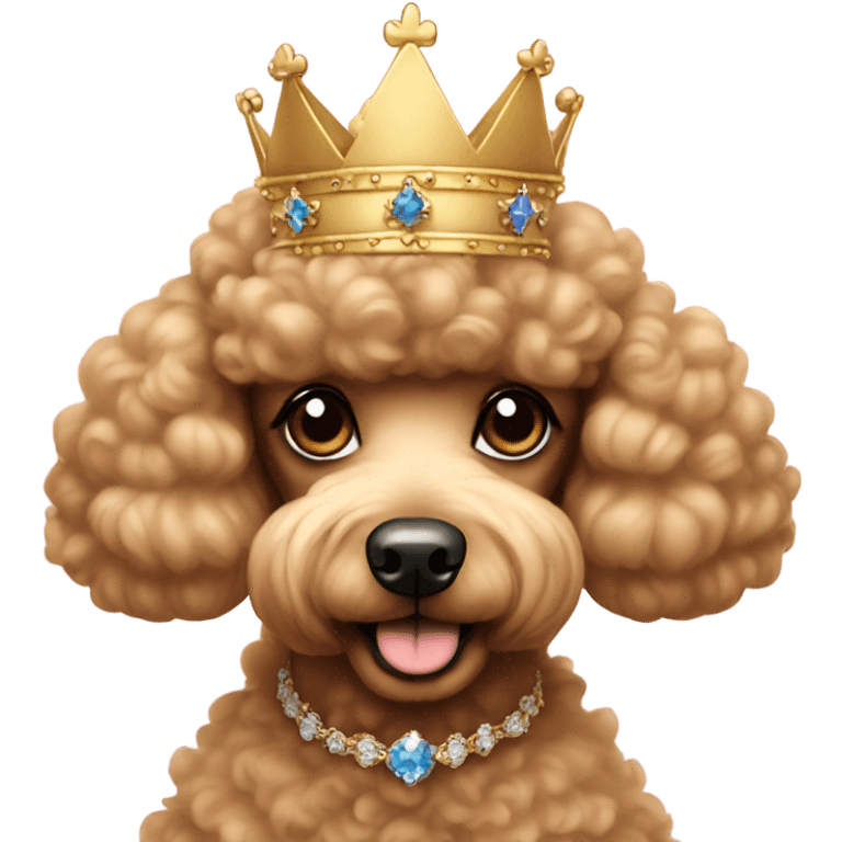 Poodle wearing a queen crown emoji