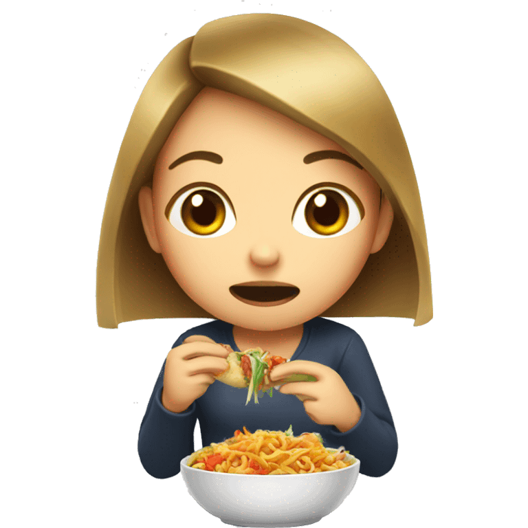 girl eating bad Thai food  emoji