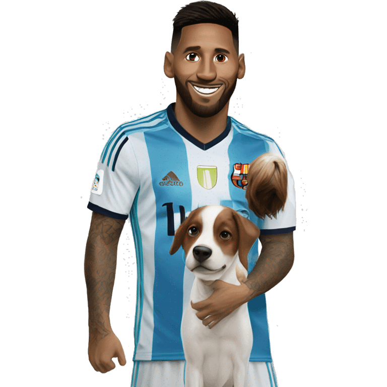 A dog with Messi emoji