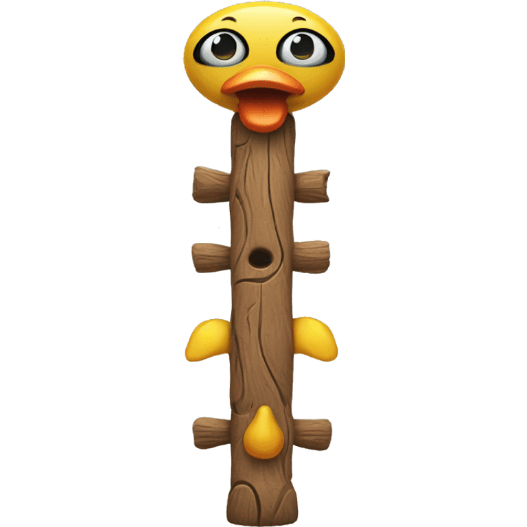 Totem pole with a rubber ducky at the very top emoji