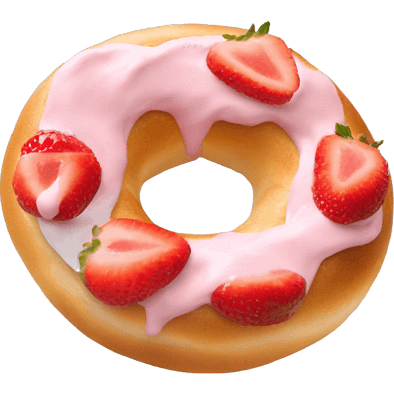 a bagel with strawberry cream cheese in the middle emoji