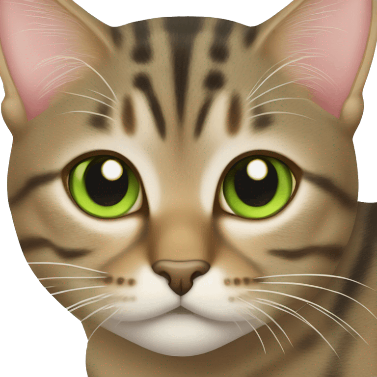 tabby cat with dark spot on nose and light green eyes  emoji