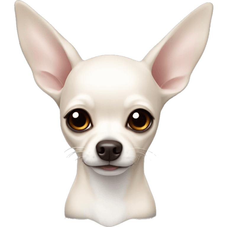 White deer head chihuahua with dark brown eyes emoji