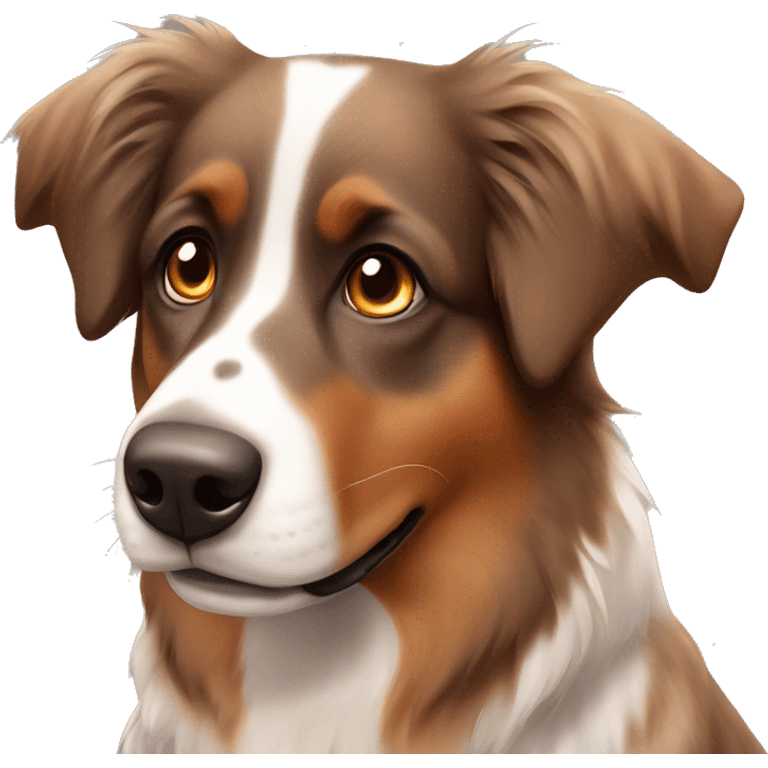 brown Australian shepard with brown eyes and white mark on nose  emoji