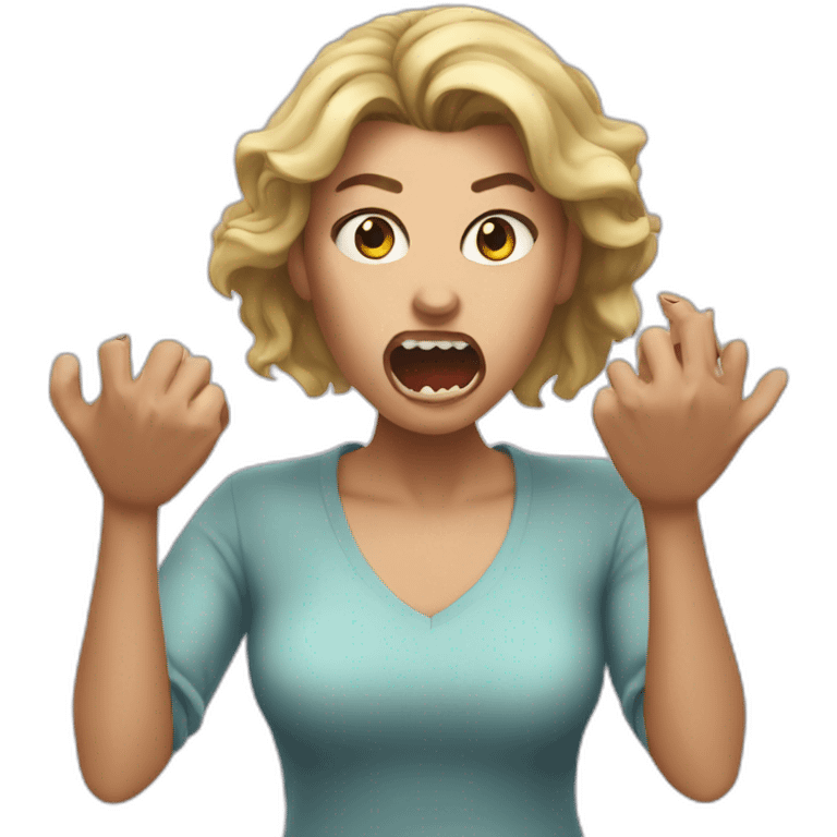 A woman acting like a monster with her hand and her face says grrr. Both hands are visible !  emoji