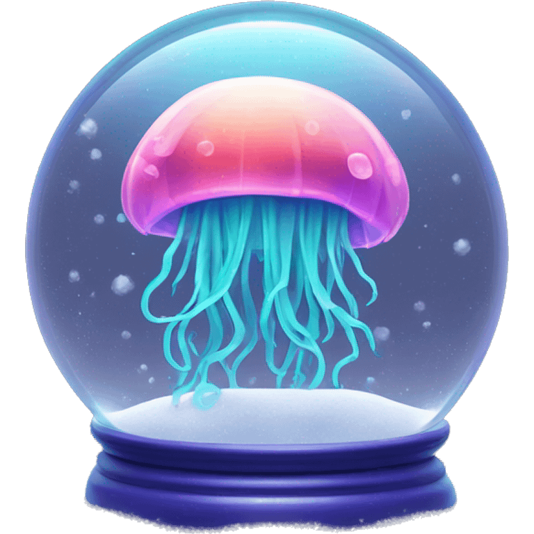 Kawaii neon jellyfish in an under the sea snow globe  emoji