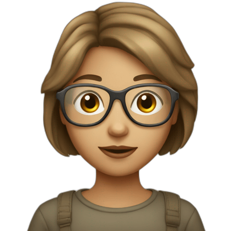 young girl with beige skin with a brown bob hairstyle wearing aviator glasses emoji