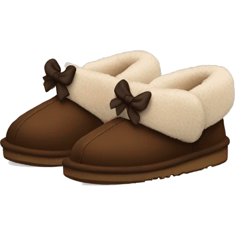 Dark brown UGG slippers with bows emoji