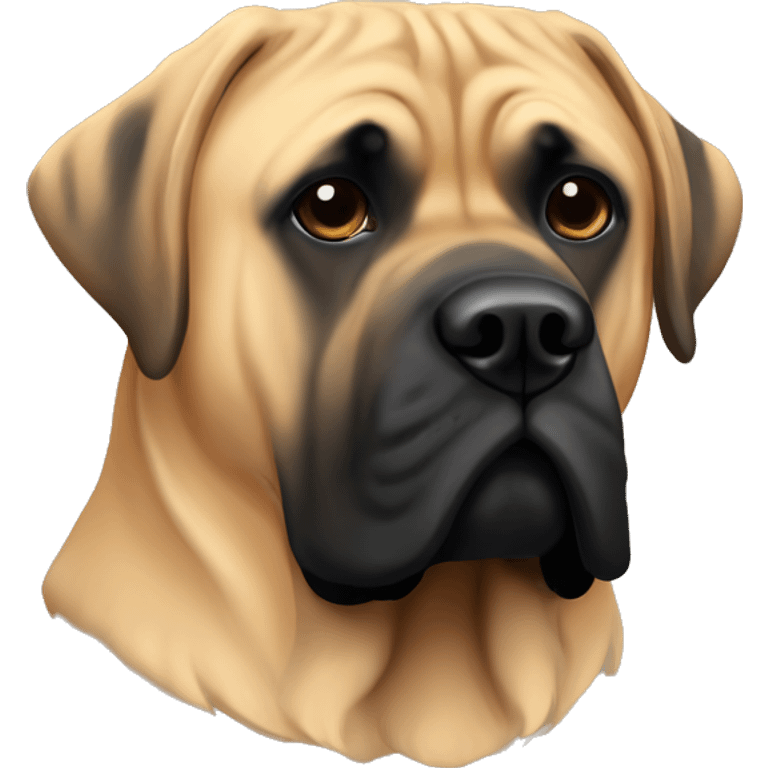 An apricot English mastiff with more black on its face emoji