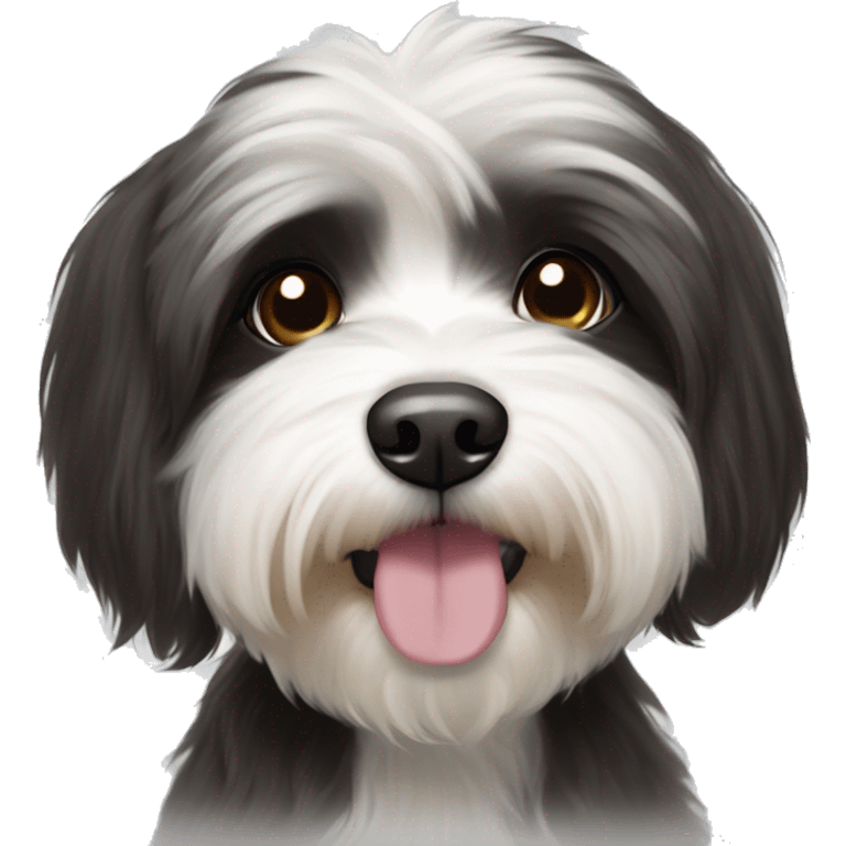 Black and white Havanese with dark brown eyes emoji