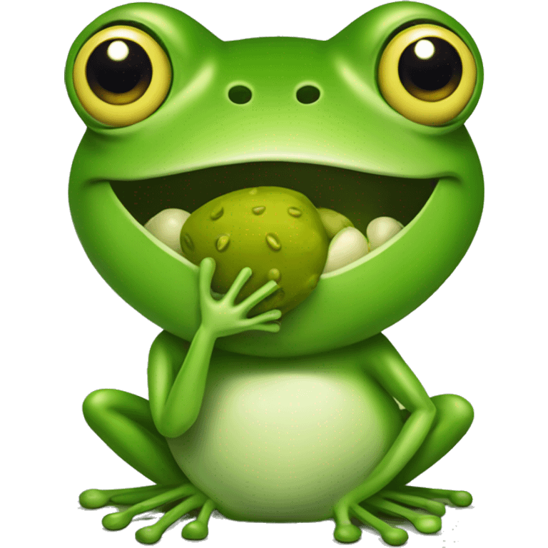 Frog eating a pickle  emoji