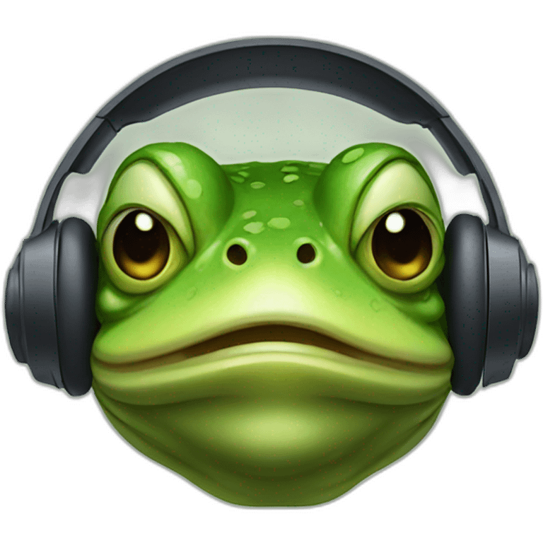 muscle frog man wearing a headphone  emoji