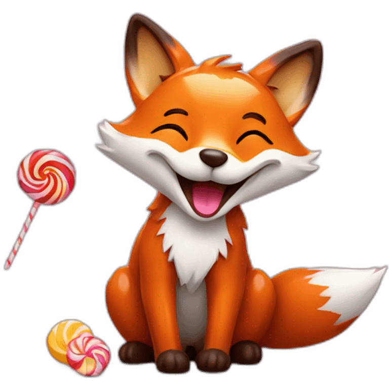 happy fox with candy emoji