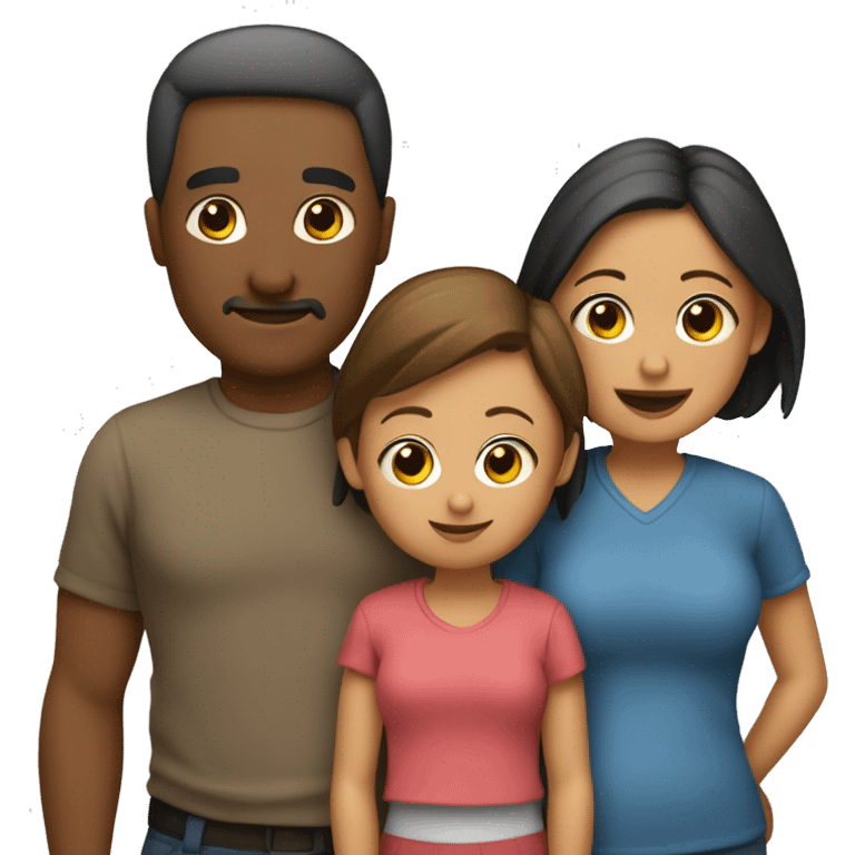 familia de papa, mama y tres niños emoji