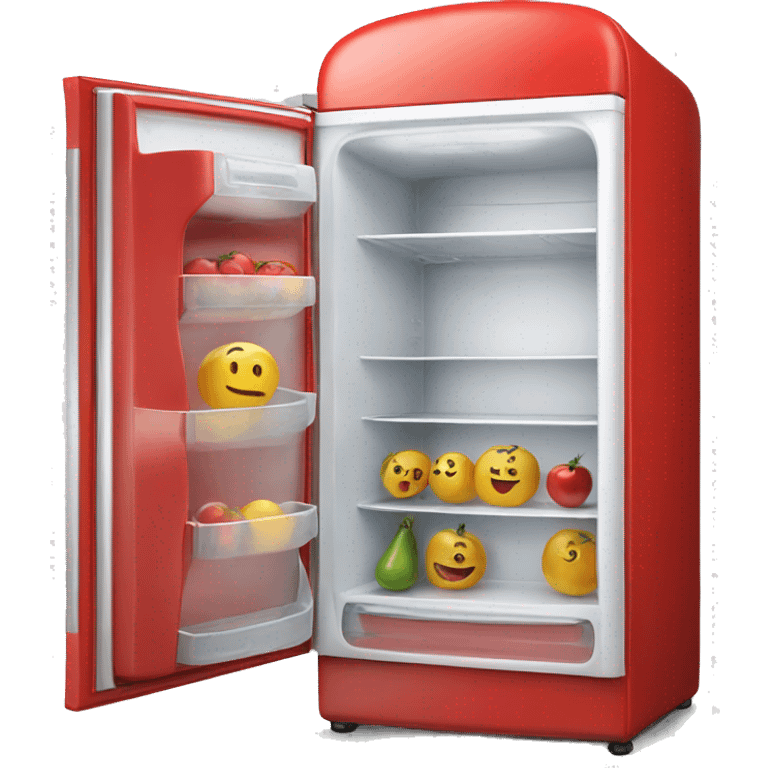 Realistic red fridge isolated. emoji