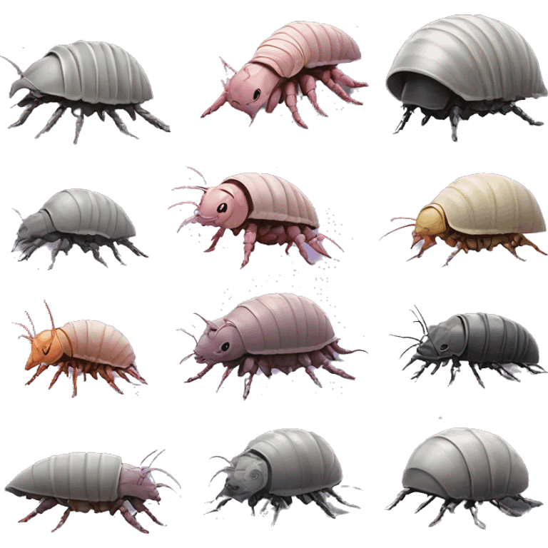 Lavender gray Pig armadillo centipede isopod lobster insect darth Vader face emoji