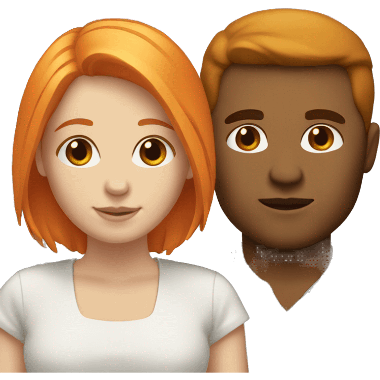 White woman orange hair next to white man brown hair emoji