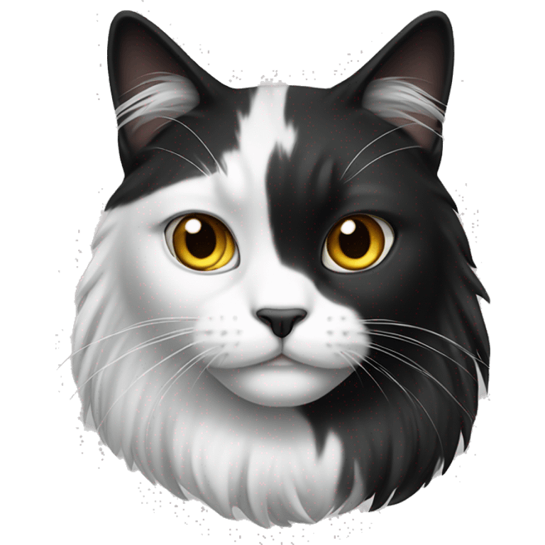 half black and half white long hair cat emoji