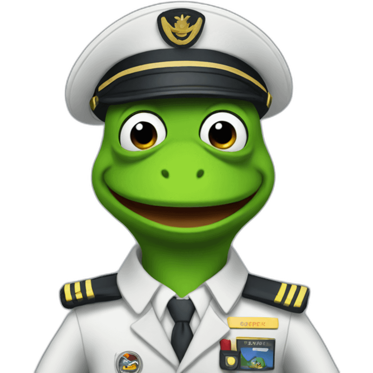 kermit as airline pilot with grey uniform emoji