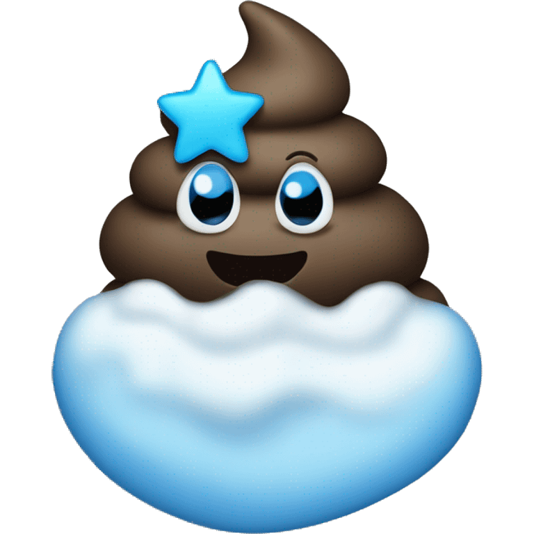 Blue and white poop with a 6 star emoji