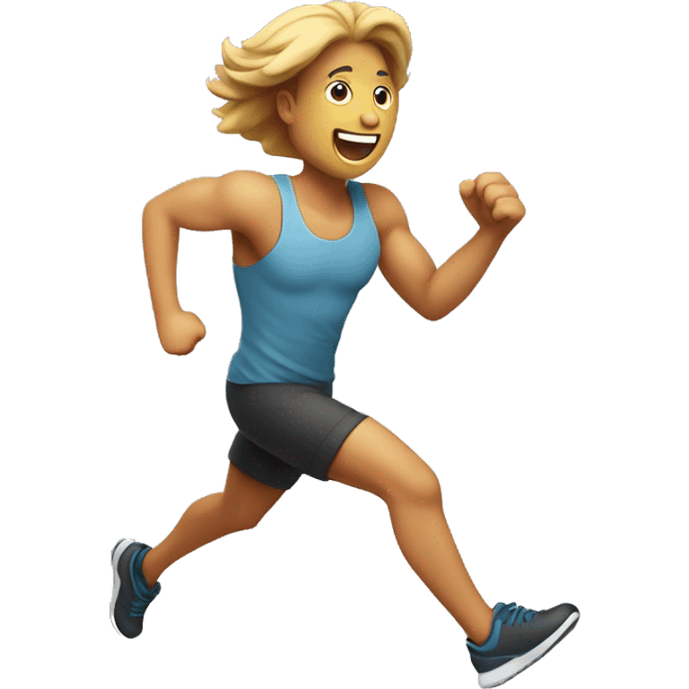 Design an emoji of a person running with a big heart beating strong. Capture the joy of cardio exercise emoji