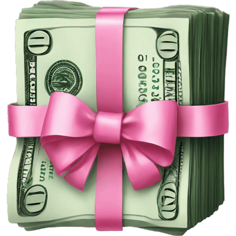 Money stack with pink bow emoji