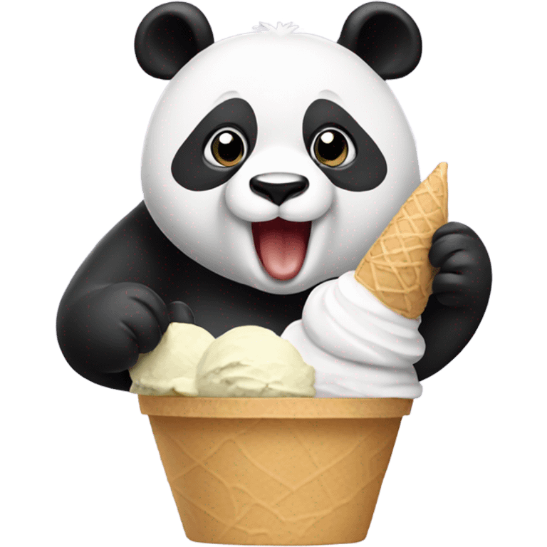 Panda eating ice cream emoji