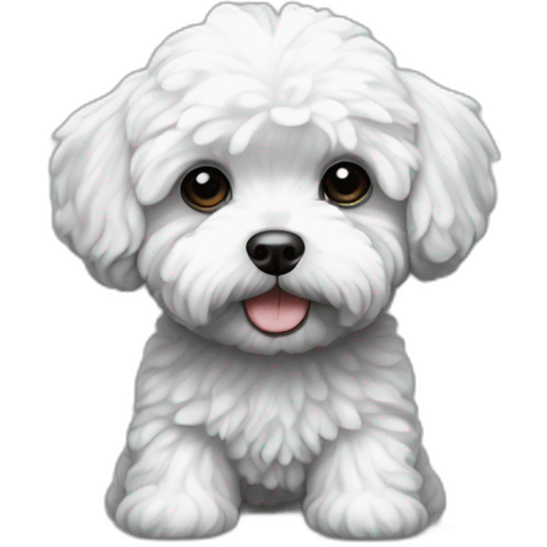 Maltipoo, black and white emoji