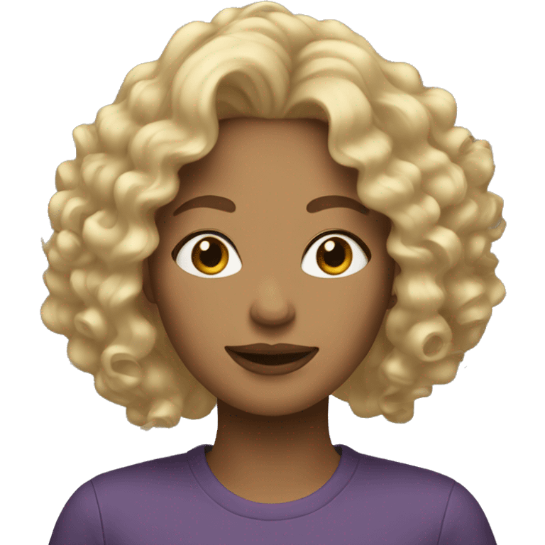 Woman with blonde curly hair emoji