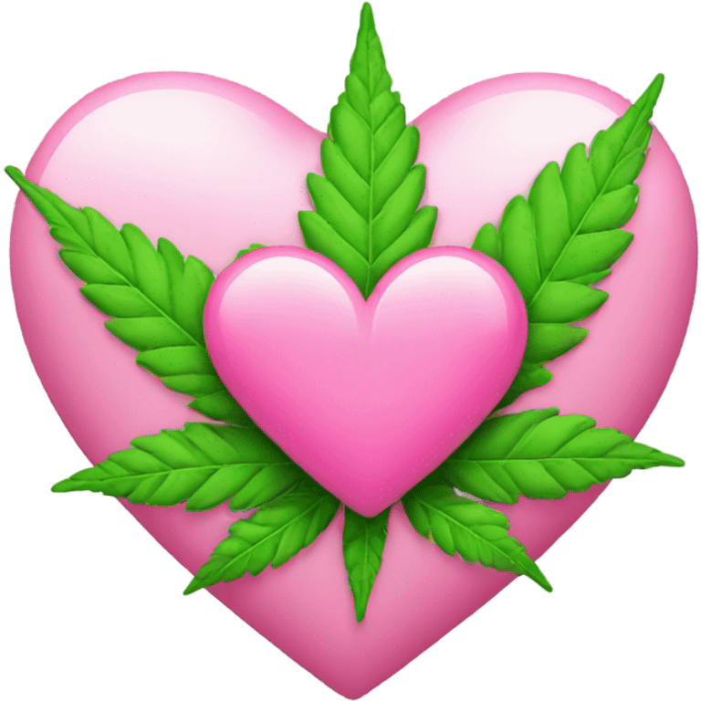 pink heart with weed leaf  emoji